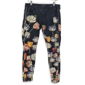 MOTHER The Looker Jeans Size 29 Floral Skinny Denim Gardenias Daisies Stretch